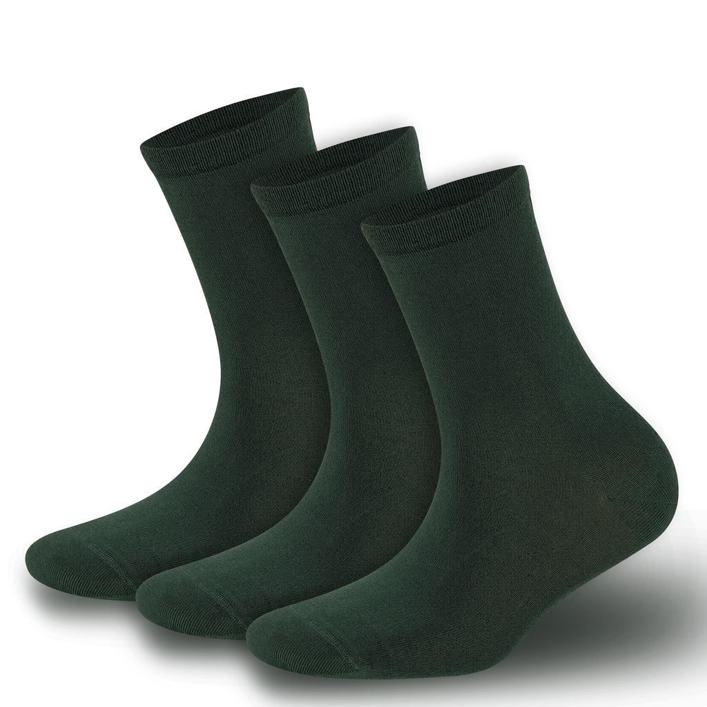 BAMBOOVEN Womens Rayon Made From Bamboo Dress Socks, Thin Soft Crew Socks 3 Pairs - Bambooven