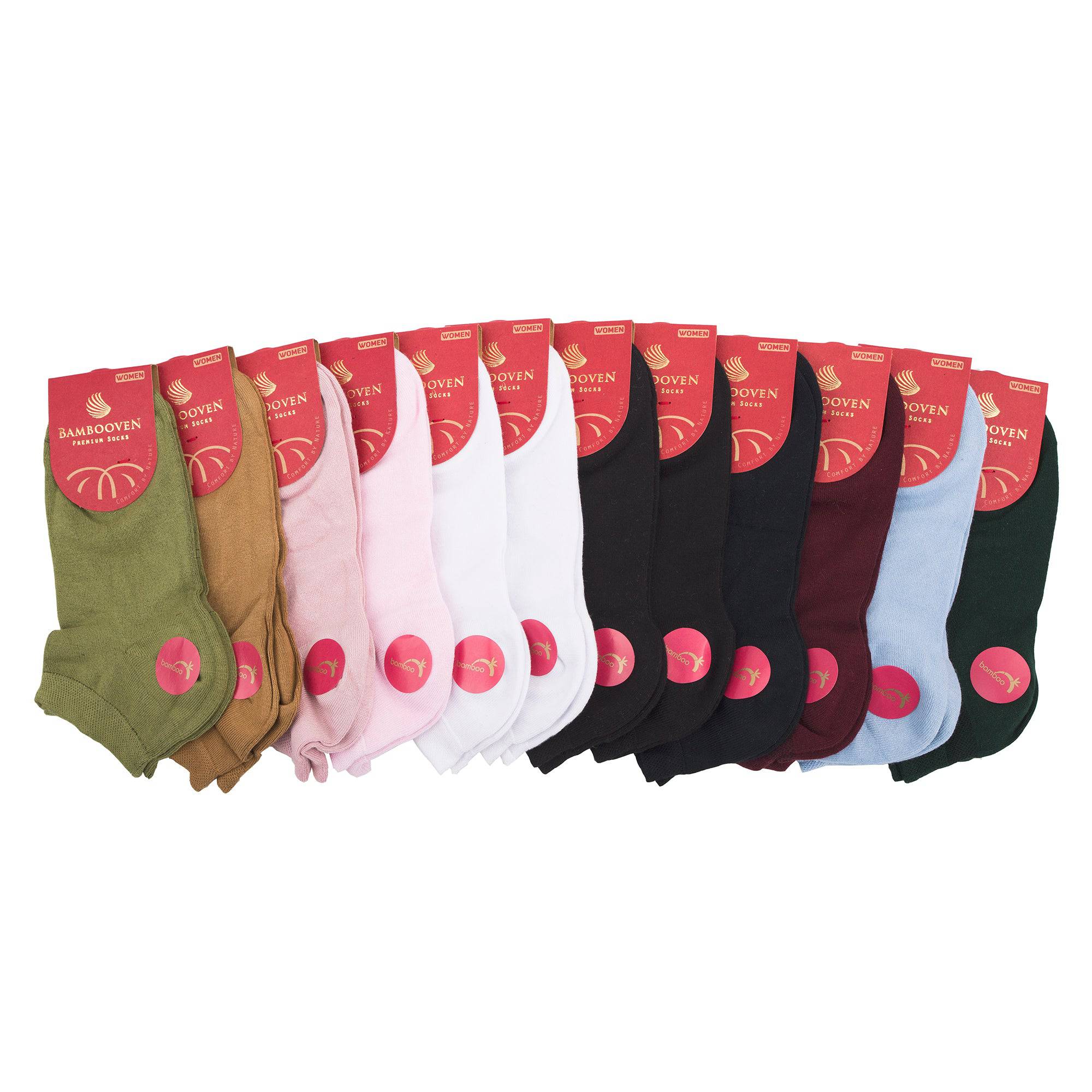 Bambooven Women’s Casual Ankle Socks – (12 Pack)