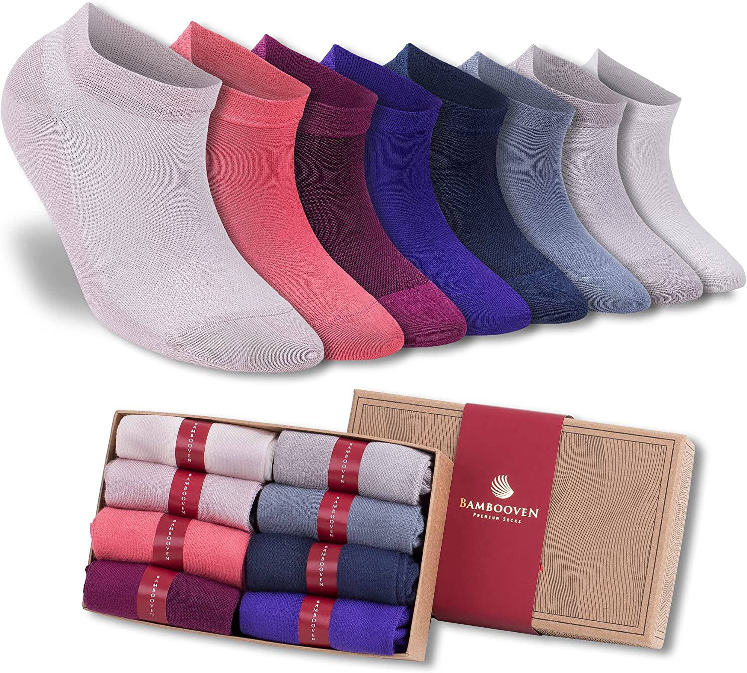 Bambooven Women’s Casual Ankle Socks – Soft & Breathable (8 Pack)