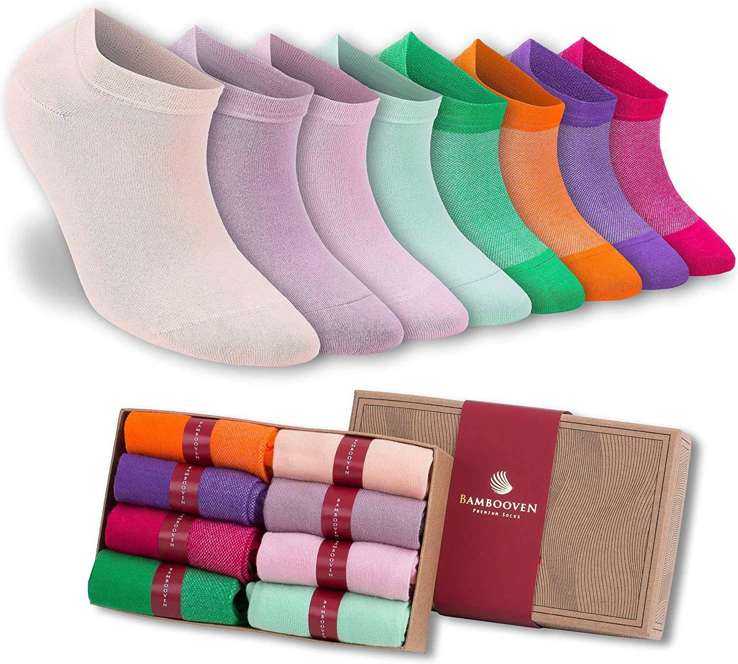 Bambooven Women’s Casual Ankle Socks – Soft & Breathable (8 Pack)-620 - Bambooven