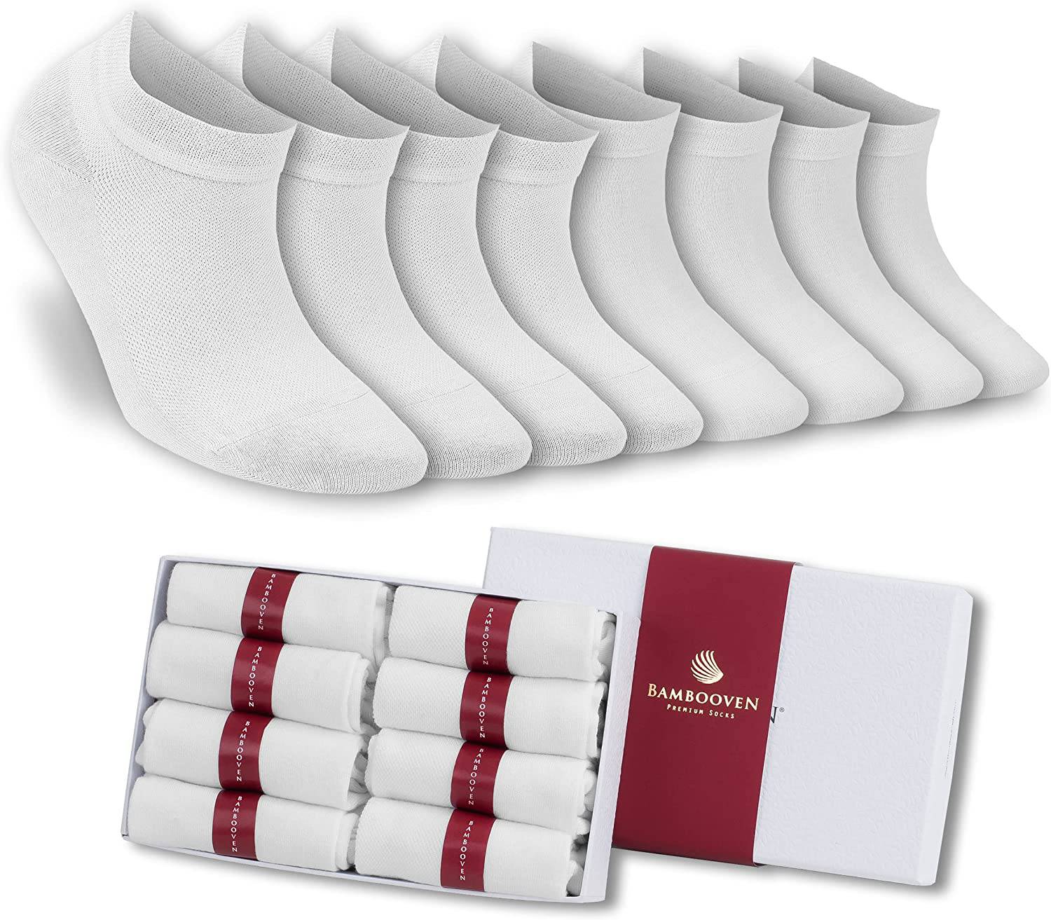 Bambooven Women’s Casual Ankle Socks "White" – Soft & Breathable (8 Pack)