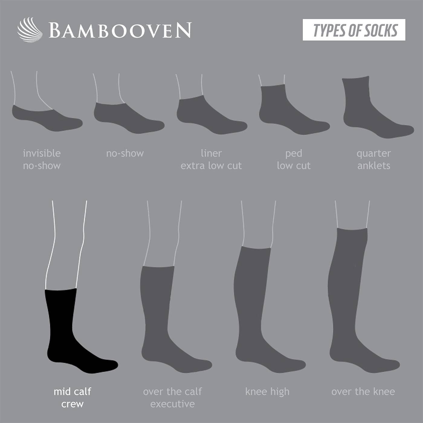 Bambooven Calcetines negros ligeros para vestir y pantalones para hombre "Negro" - Bambú de primera calidad, súper suaves, sin olores y transpirables, calcetines redondos (paquete de 8) -633