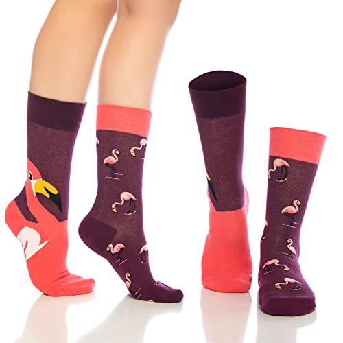 Calcetines de vestir divertidos para hombre y mujer de BAMBOOVEN, calcetines de algodón divertidos y coloridos (café, 6 pares variados)