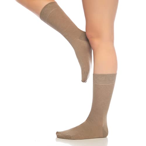 Calcetines de vestir divertidos para hombre y mujer de BAMBOOVEN, calcetines de algodón divertidos y coloridos (grandes, paquete de 6 pares, lisos y oscuros),