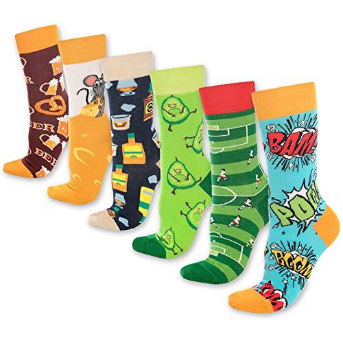 Bambooven Unisex Fun Dress Socks – Colorful Cotton Novelty (6 Pairs) - Bambooven