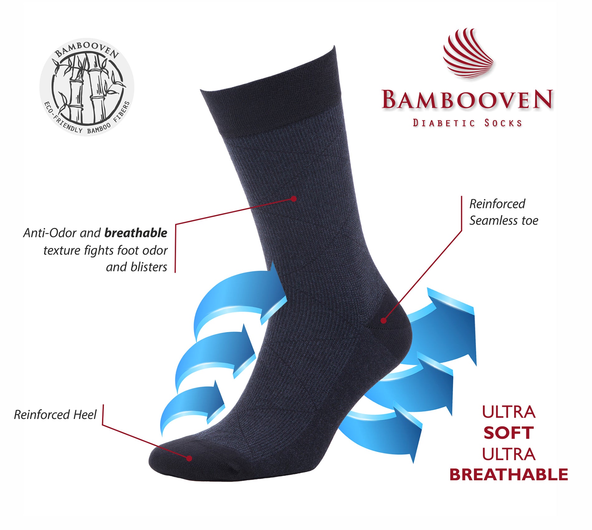 Bambooven Men’s Dress & Trouser Socks – Odor-Free Bamboo (6 Pairs) 635 - Bambooven